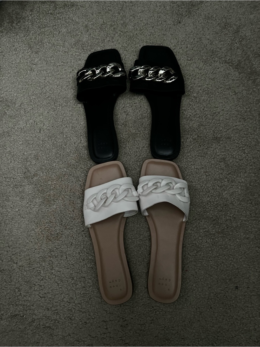 a new day Black and White Chain-Link Slide Sandals - Picture 2 of 3